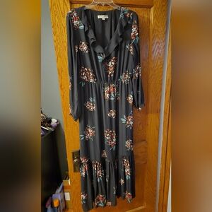 LOFT Floral Ruffle Maxi Dress - Sz Lg